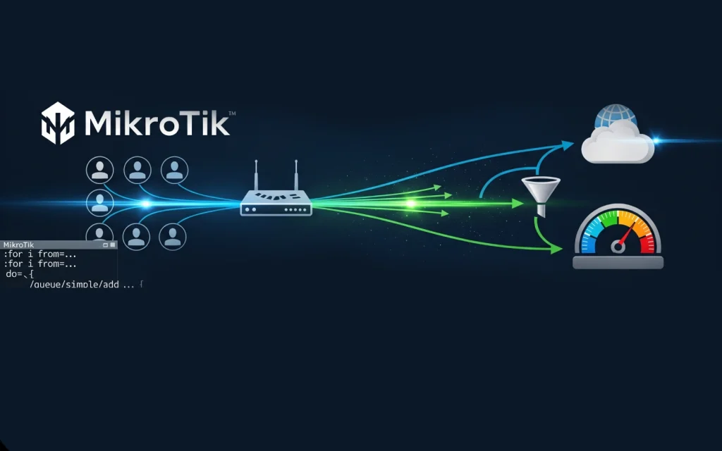 محدودیت سرعت گروهی به کاربران MikroTik با Queue